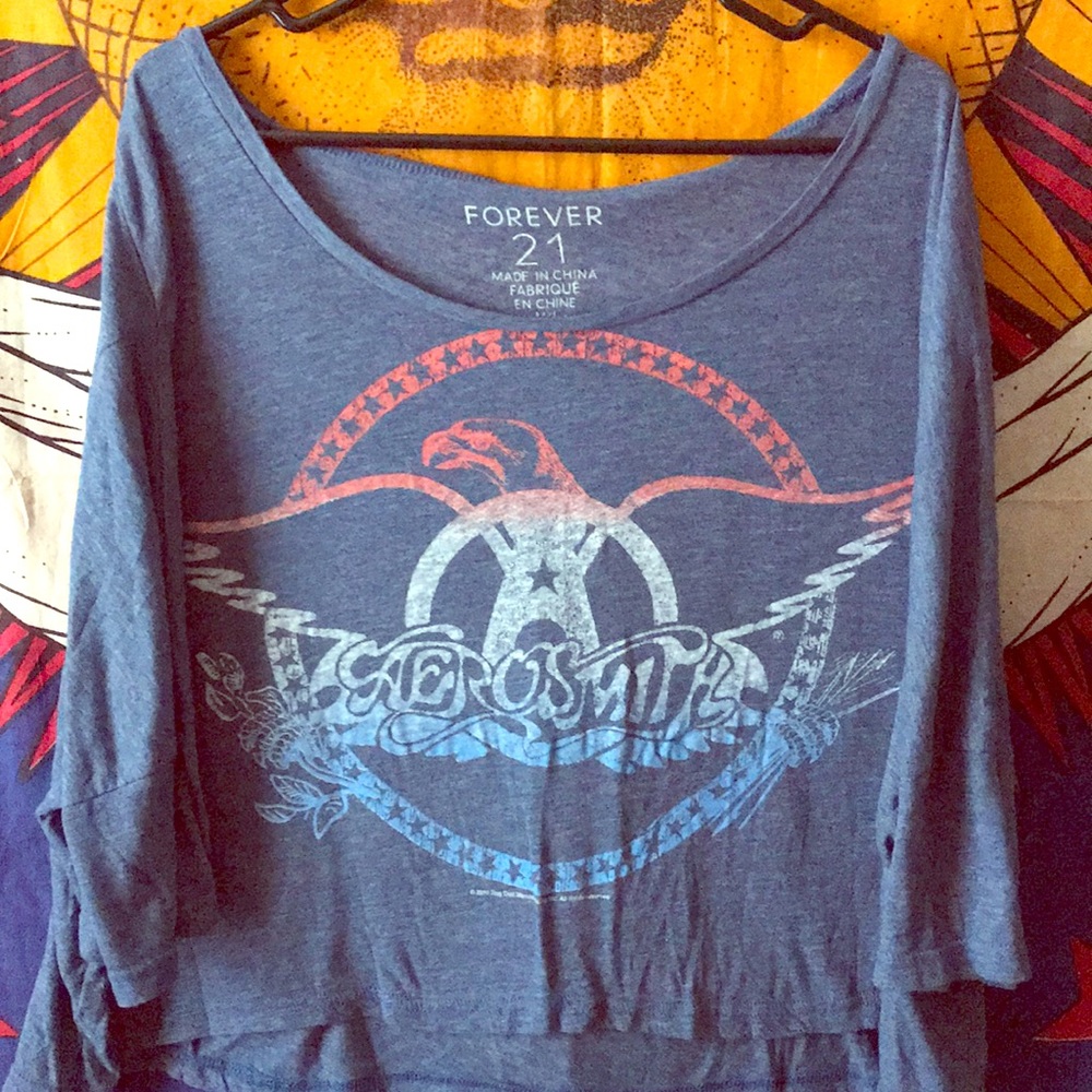 Aerosmith graphic off the shoulder tee